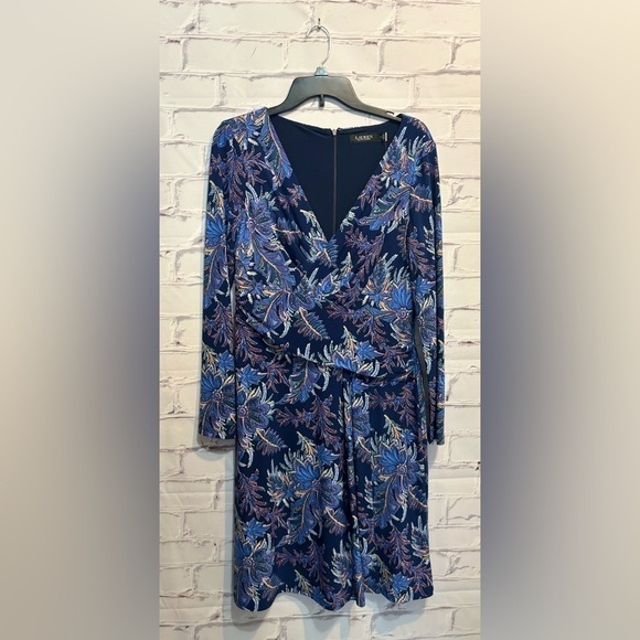 Lauren Ralph Lauren Womens Long Sleeve Knee Wear to Work Dress Navy-Size 8 - Picture 4 of 7